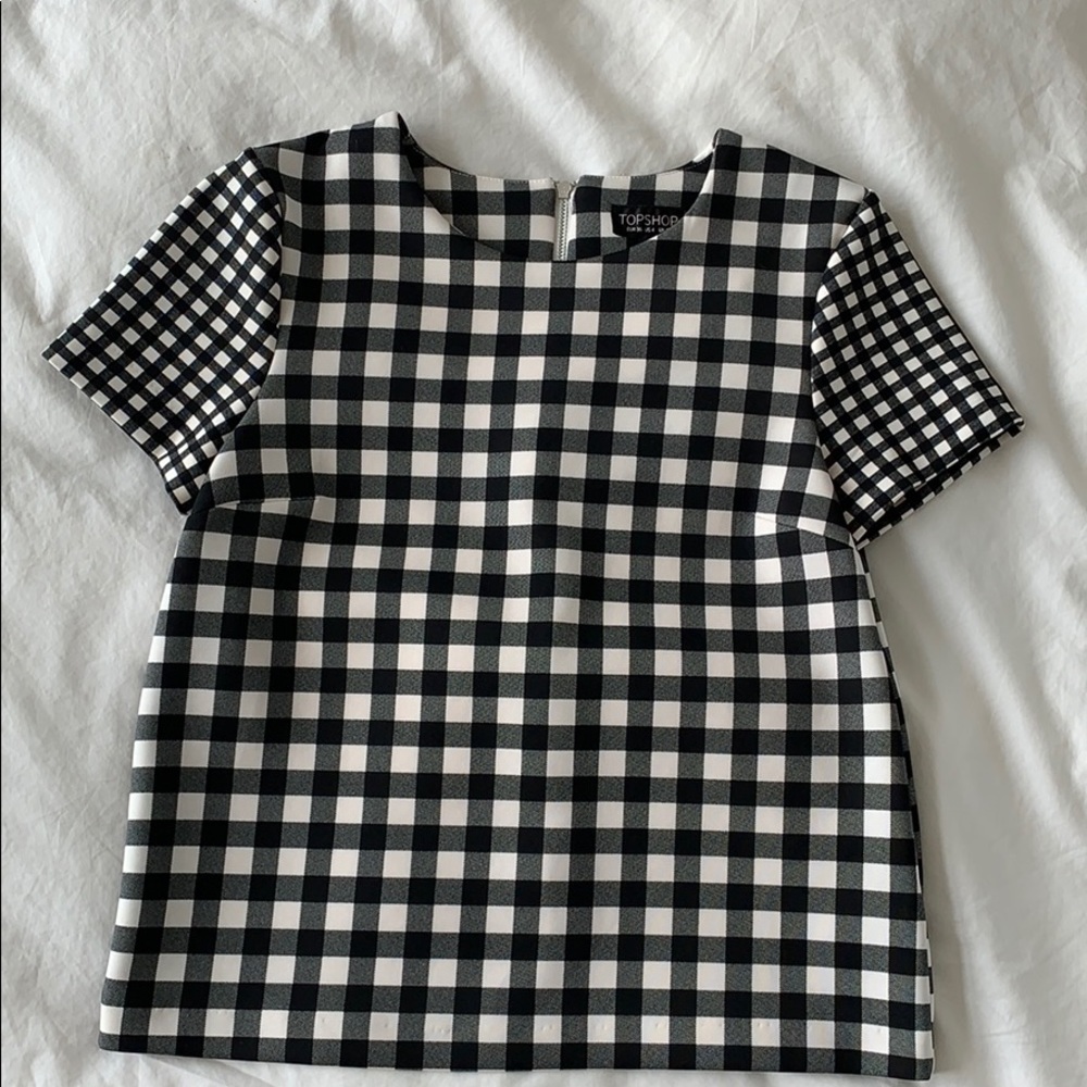 Topshop Neoprene Gingham Top